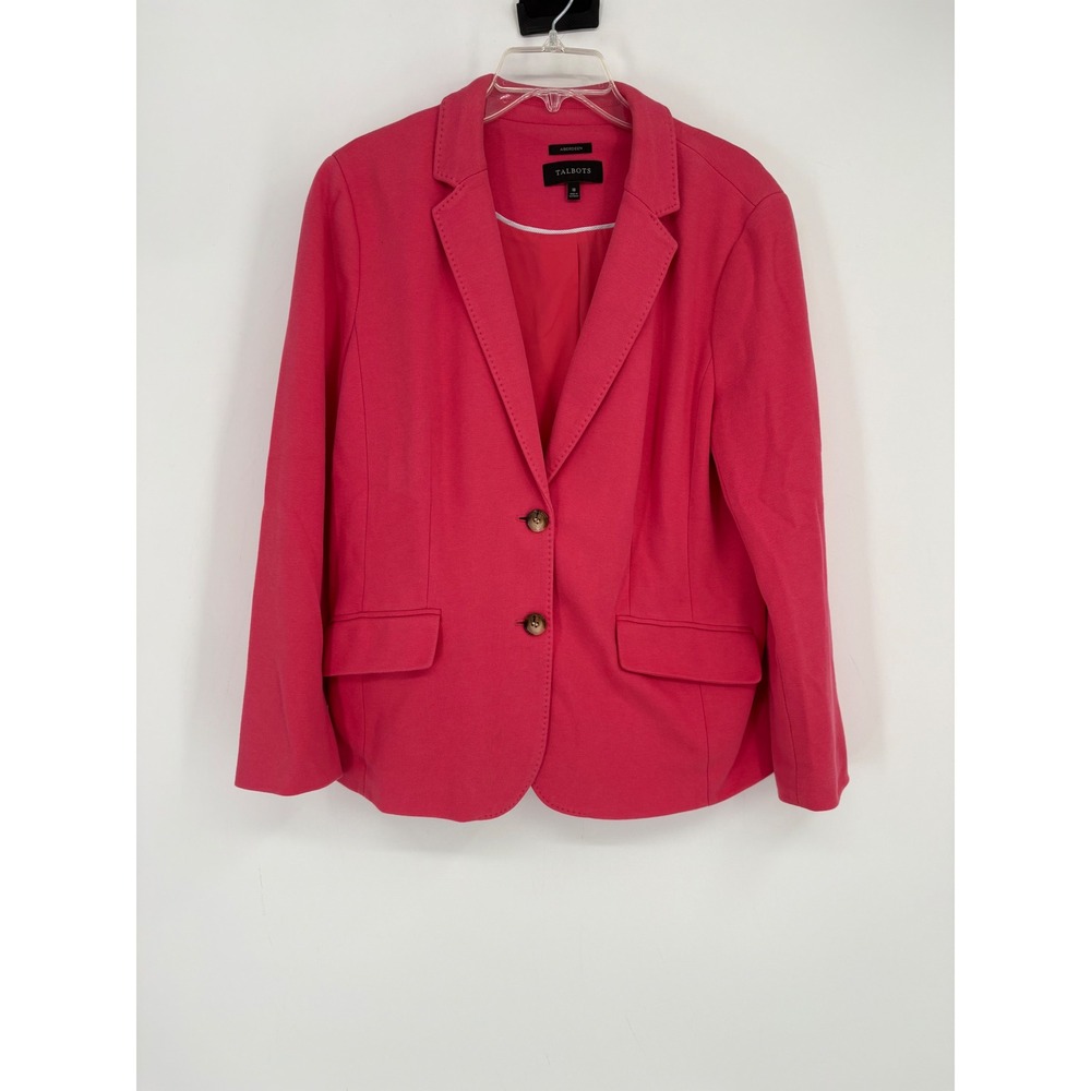 Talbots Blazer Womens 18 Pink Aberdeen Knit Two Button Career Professional 2567